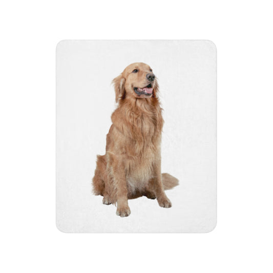 Custom pet photo sherpa blanket with golden retriever design - 50x60 front view
