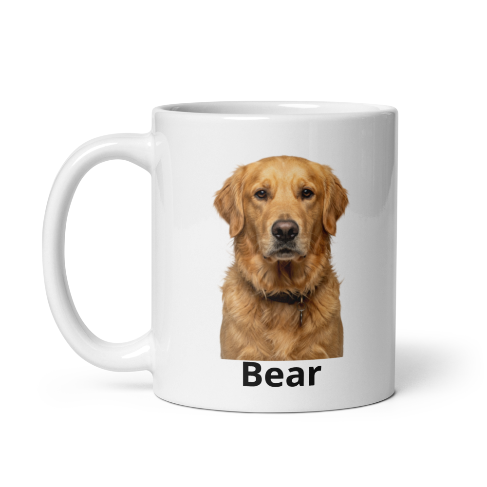 Personalized dog mom gift mug with pet illustration - left handle view