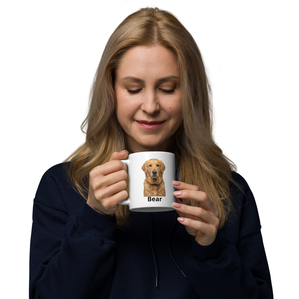 Personalized cat mom gift mug with pet name and portrait