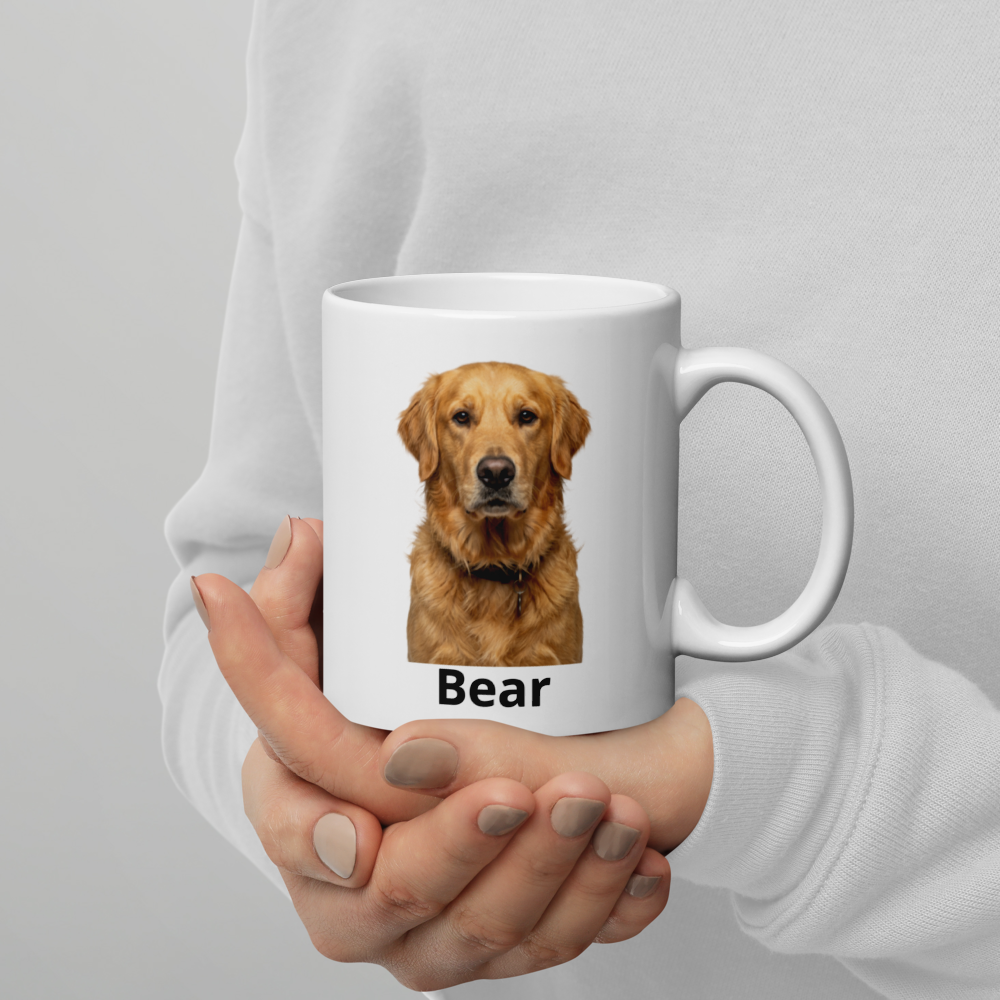 Personalized dog dad gift mug with custom pet portrait